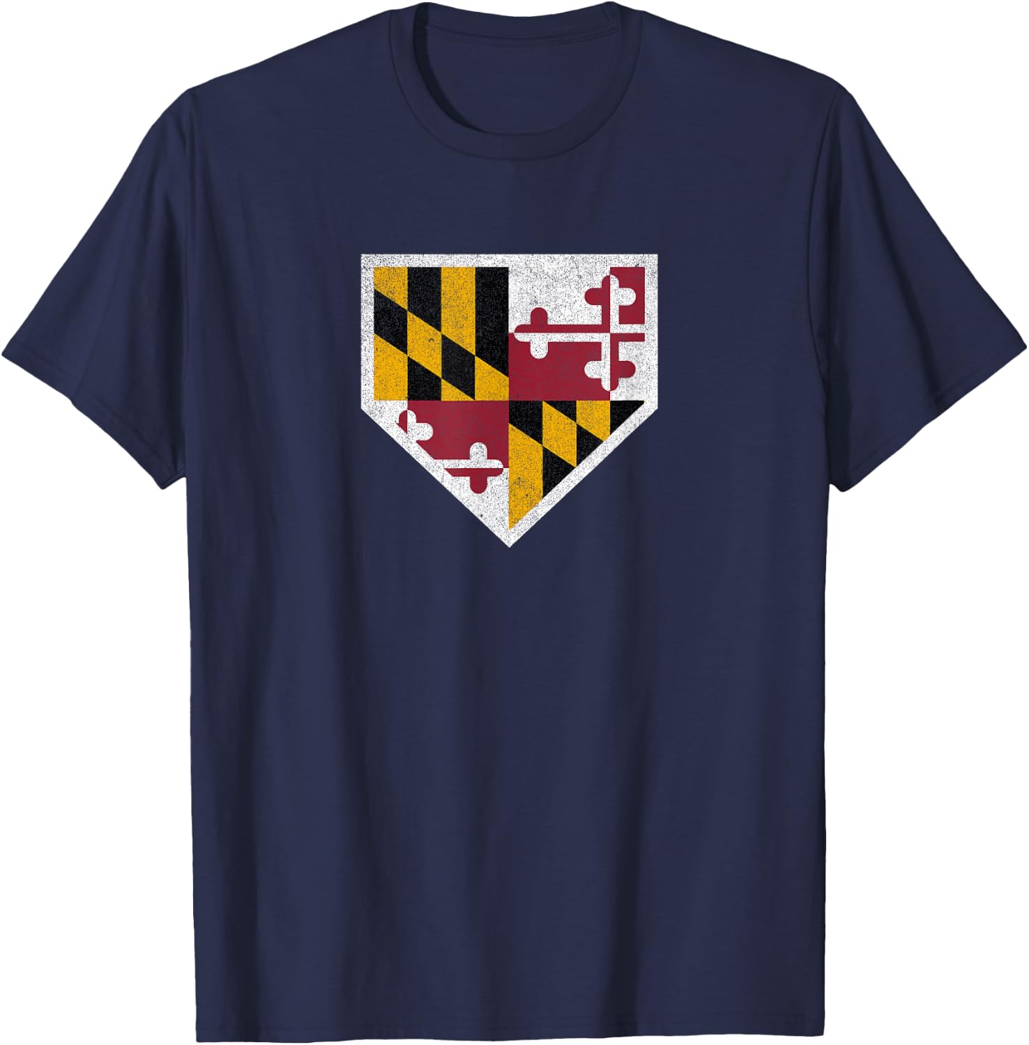 Vintage Baseball Home Plate With Maryland State Flag T-Shirt - T-Shirt | Navy