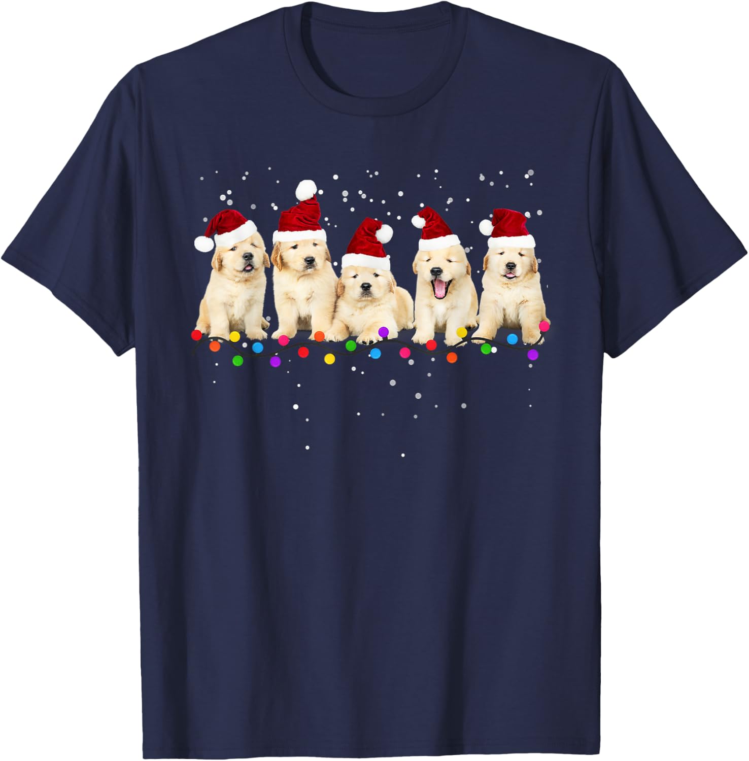 Funny Golden Retriever Christmas Sweater Shirt Puppy Dog T-Shirt - T-Shirt | Navy