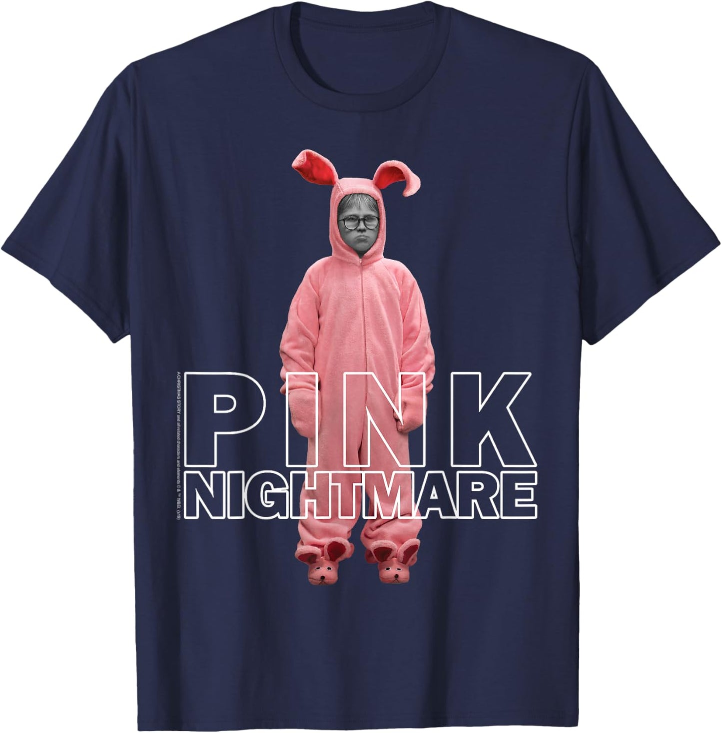A Christmas Story Ralphie Pink Nightmare Portrait T-Shirt - T-Shirt | Navy
