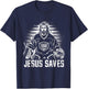 Jesus Saves Ice Hockey Goalie Funny Christian Religion Sport T-Shirt - T-Shirt | Navy