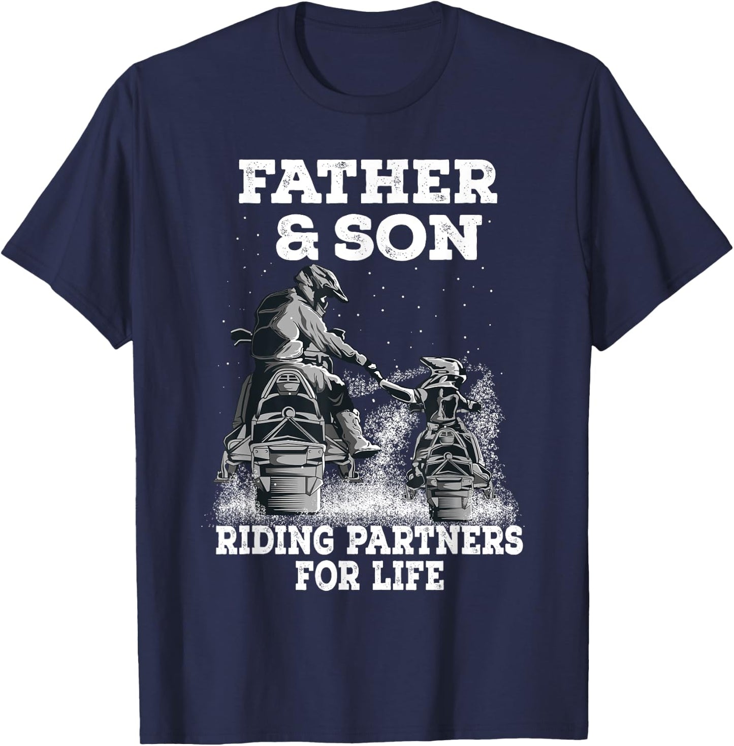 Snowmobile Father and Son Riding Partners For Life Snowcross T-Shirt - T-Shirt | Navy