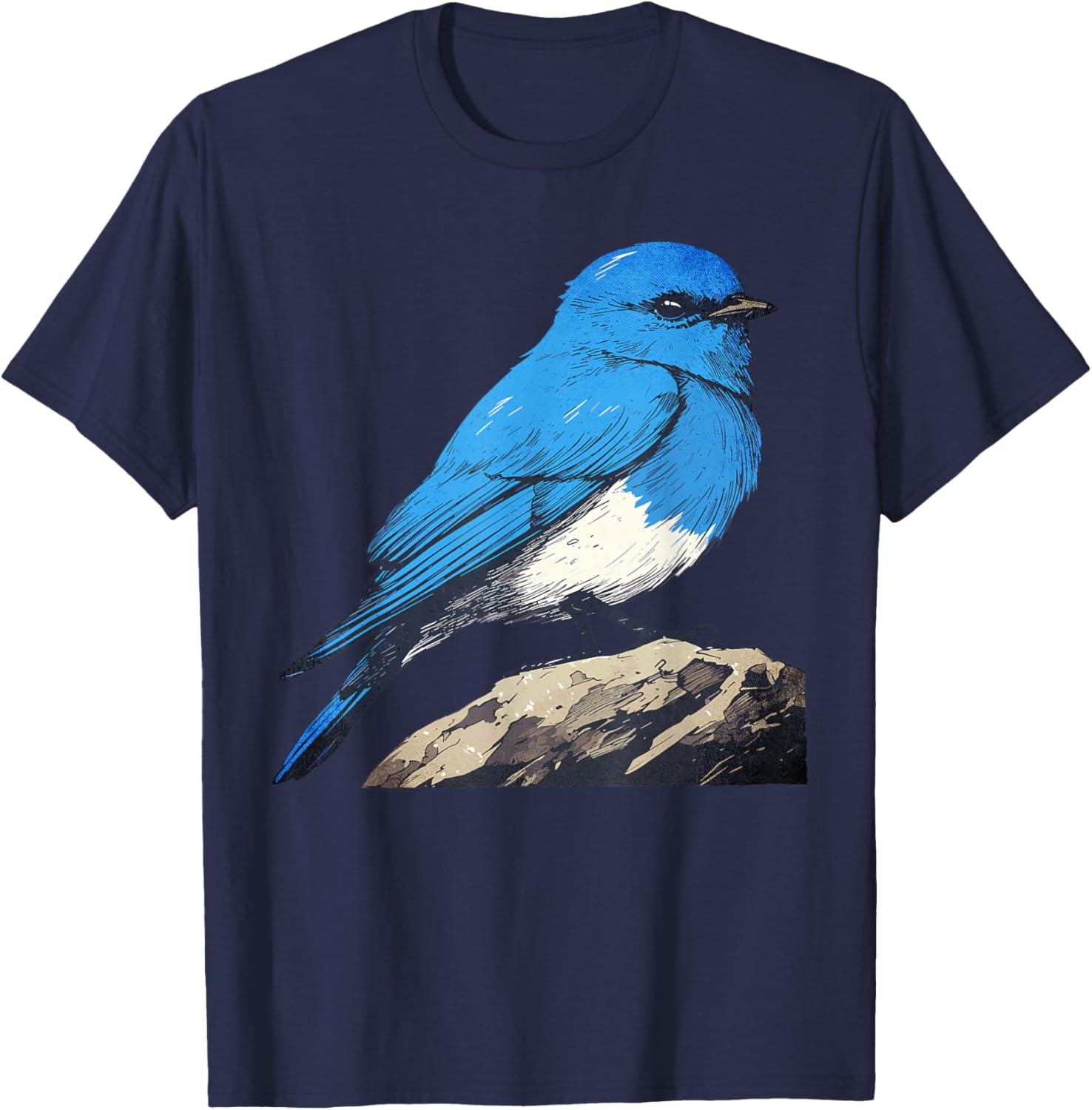 Cute Mountain Bluebird Rare Rock-Thrush Inspired Bird Design T-Shirt - T-Shirt | Navy