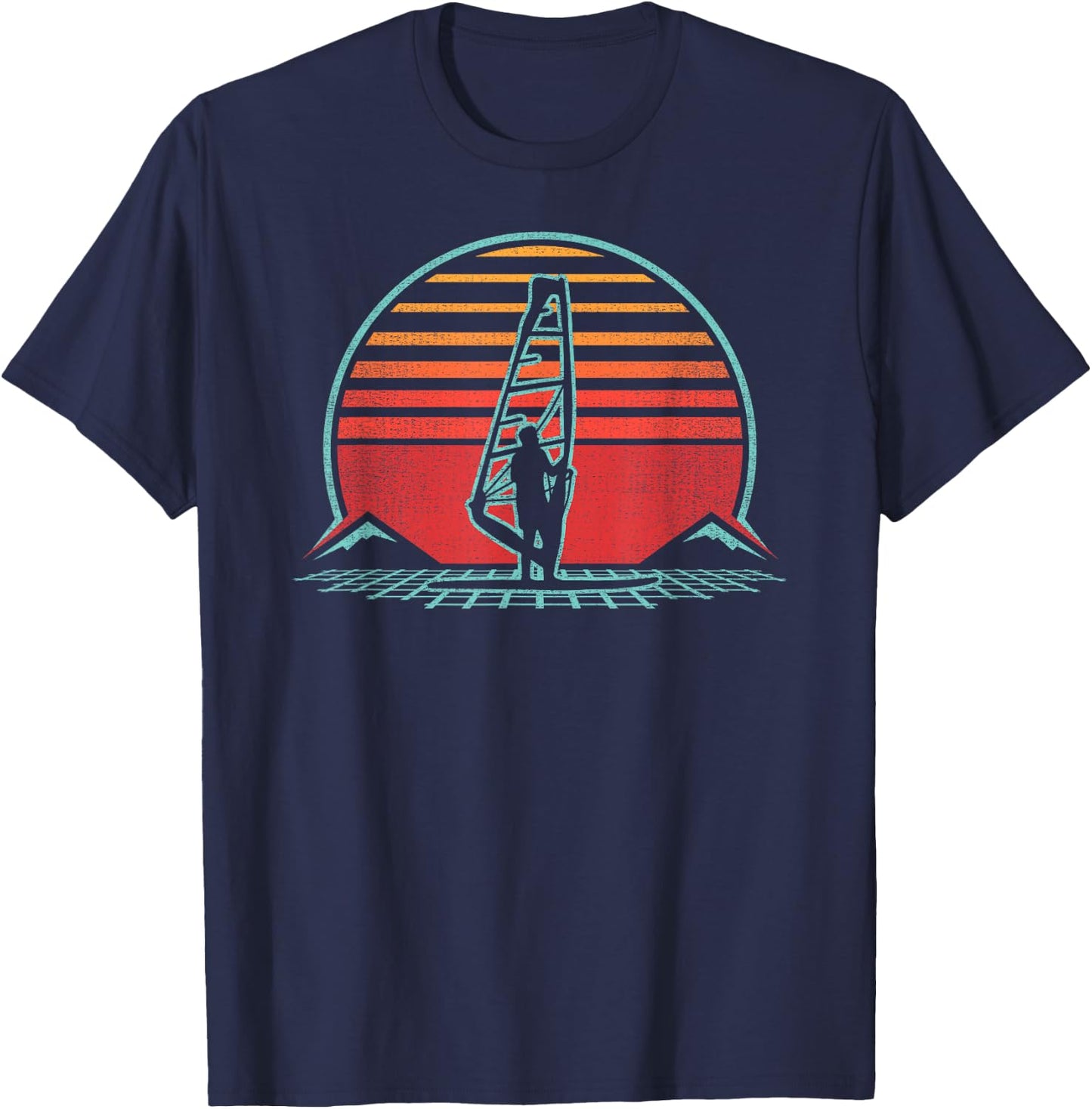 Windsurfing Retro 80s Style T-Shirt - T-Shirt | Navy
