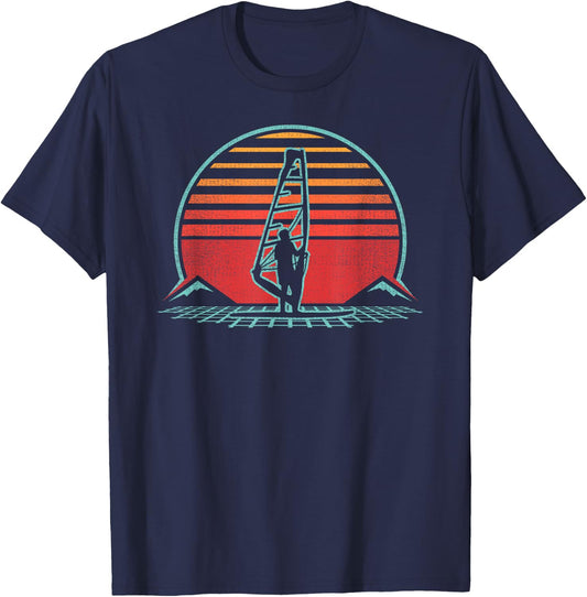Windsurfing Retro 80s Style T-Shirt - T-Shirt | Navy