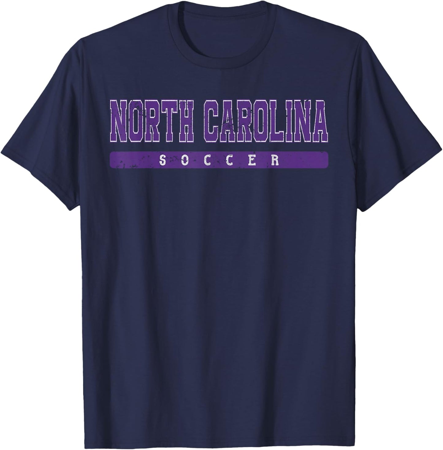 North Carolina Soccer Purple Vintage Text T-Shirt - T-Shirt | Navy