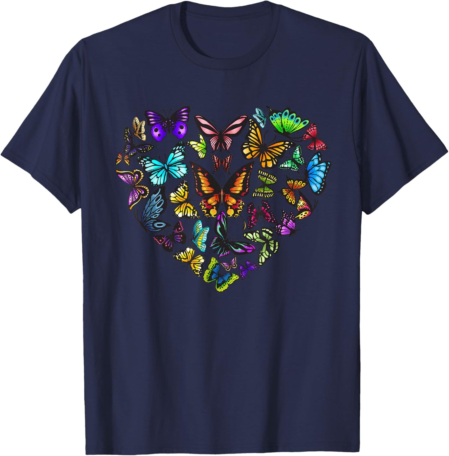 Funny Butterfly Gift Men Women Cool Butterfly Lover Heart T-Shirt - T-Shirt | Navy
