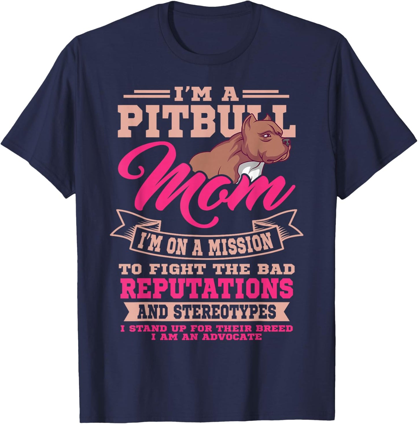 Pitbull Mom Pit Bull Terrier Owner Dog Breeders Mommy T-Shirt - T-Shirt | Navy