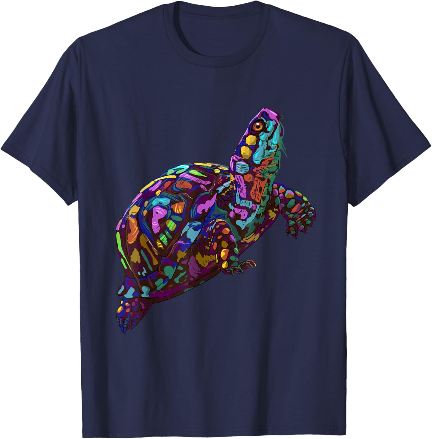 Colorful Splash Eastern Box Turtle T-Shirt - T-Shirt | Navy