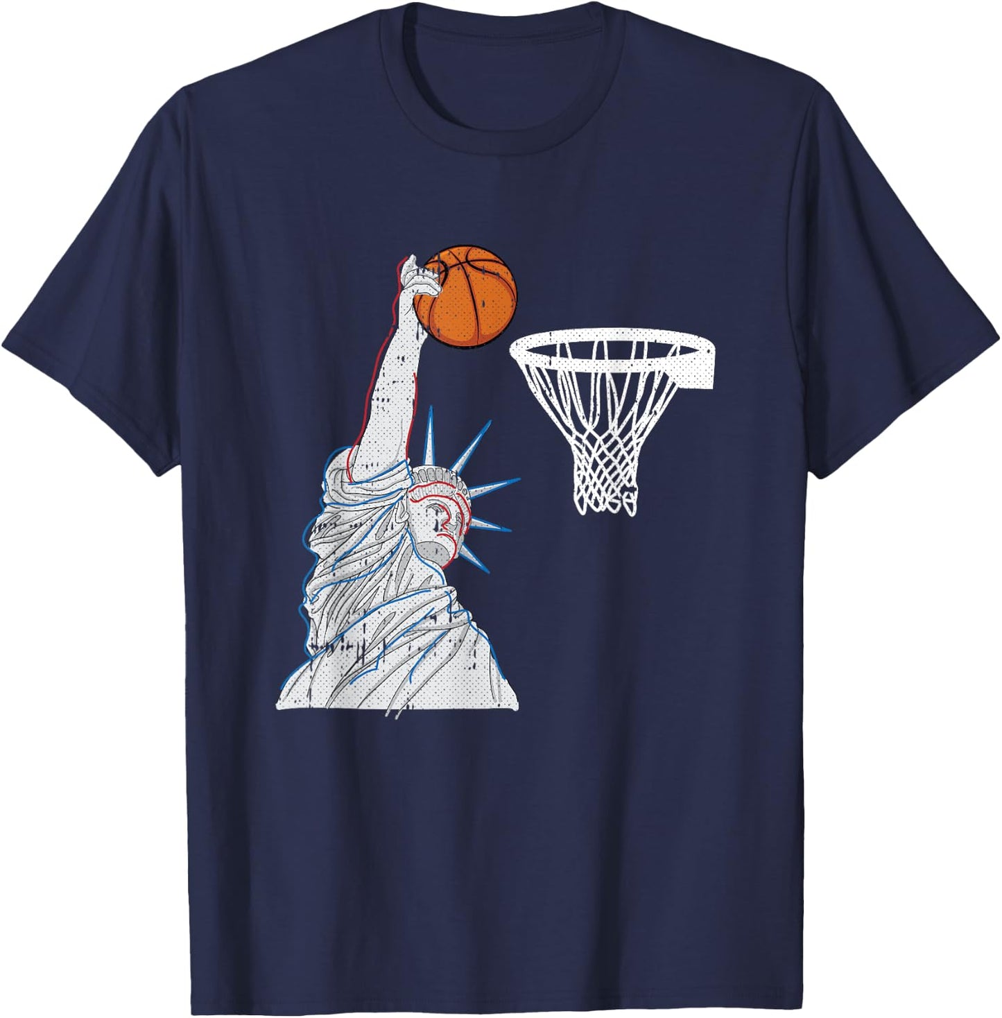 Liberty Dunk 4th Of July Basketball Funny Patriotic American T-Shirt - T-Shirt | Navy