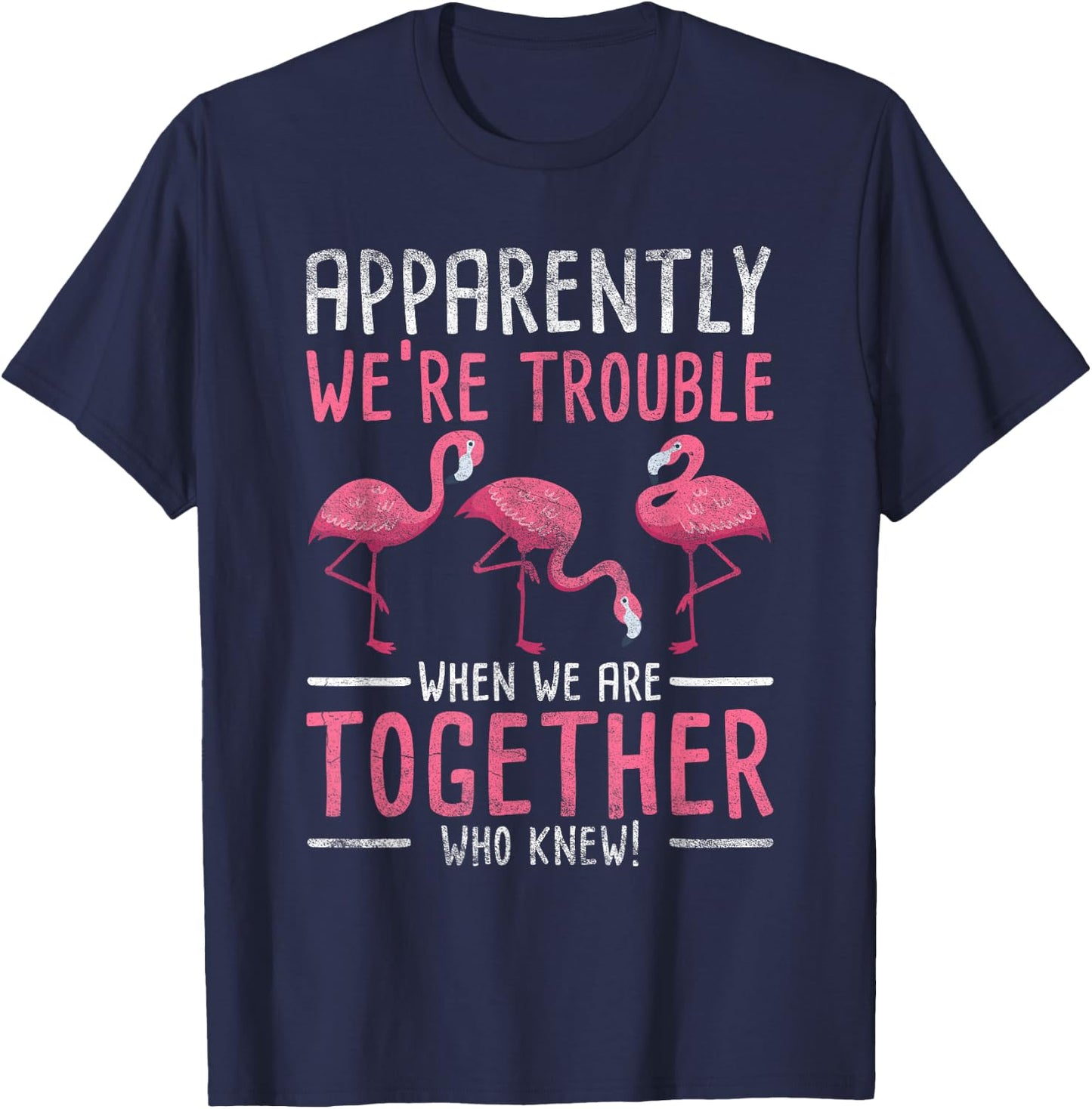 Apparently We Are Trouble Flamingo T-Shirt - T-Shirt | Navy