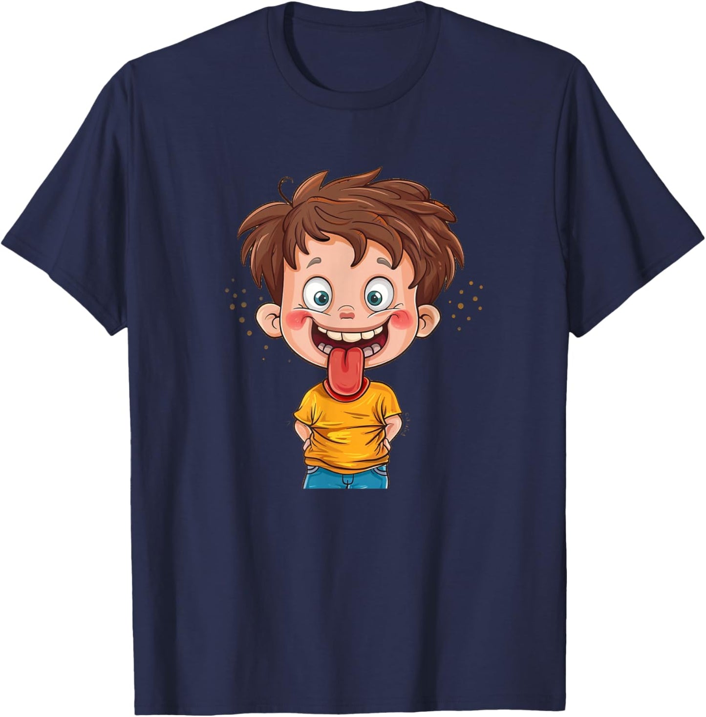 Awesome Cheeky Boy with Tongue Out Look Costume T-Shirt - T-Shirt | Navy