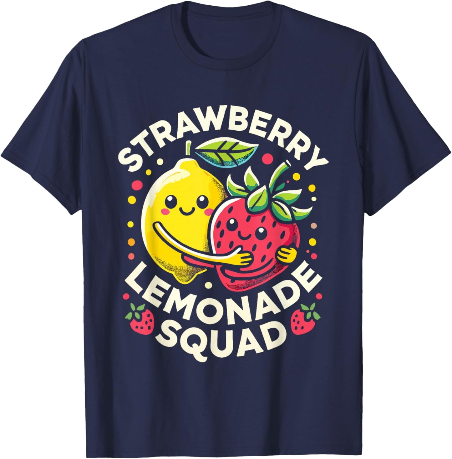 Strawberry Lemonade Squad Cute Kawaii Design T-Shirt - T-Shirt | Navy