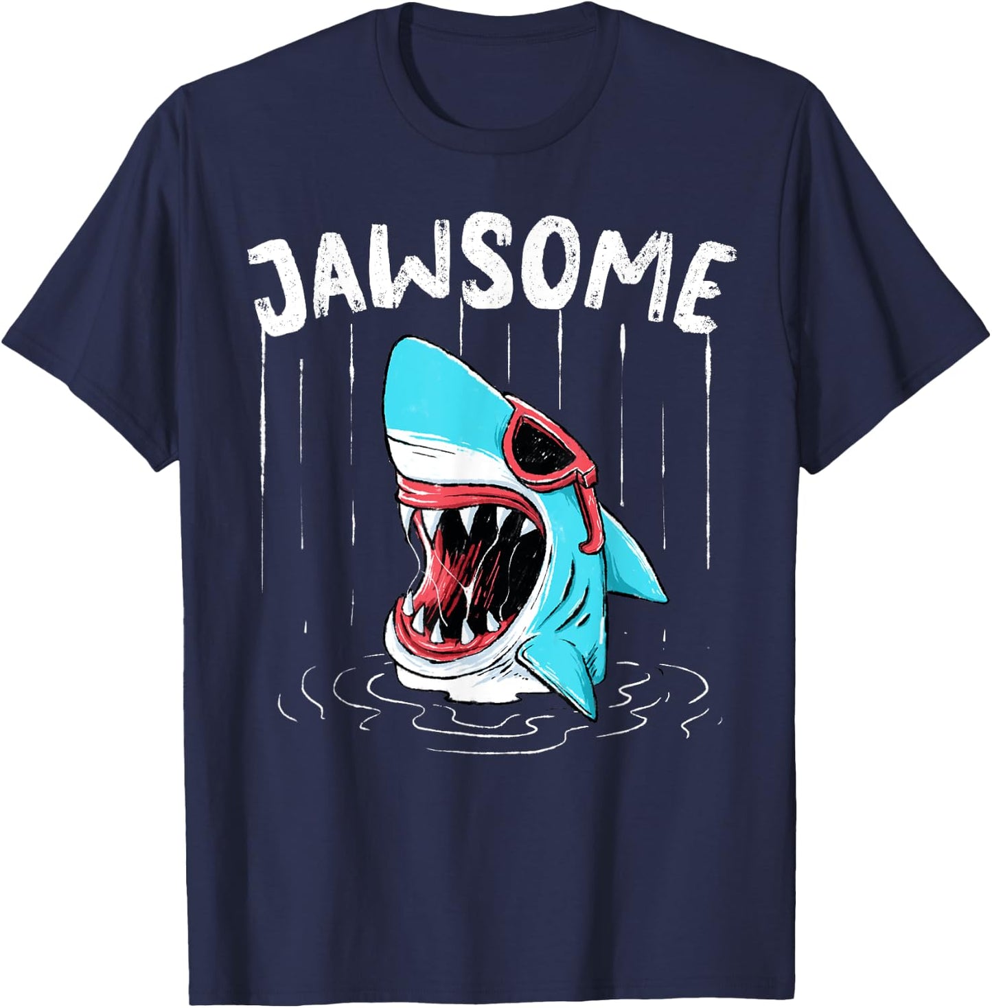 Shark Shirt - Funny Jawsome Shark Bite Hilarious Beach T-Shirt - T-Shirt | Navy