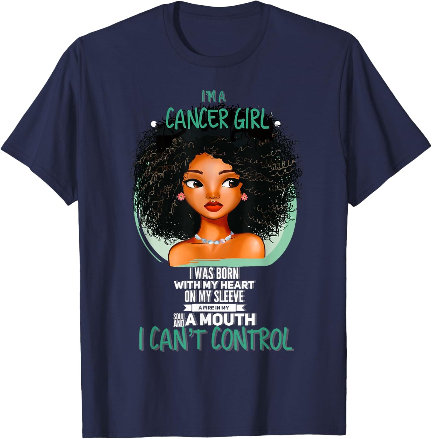 Cancer Zodiac Sign Shirts for Afro American Girls and Women T-Shirt - T-Shirt | Navy