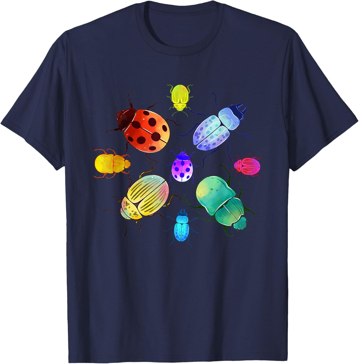 Entomology Nature Insect Colourful Animal Motif Beetle T-Shirt - T-Shirt | Navy