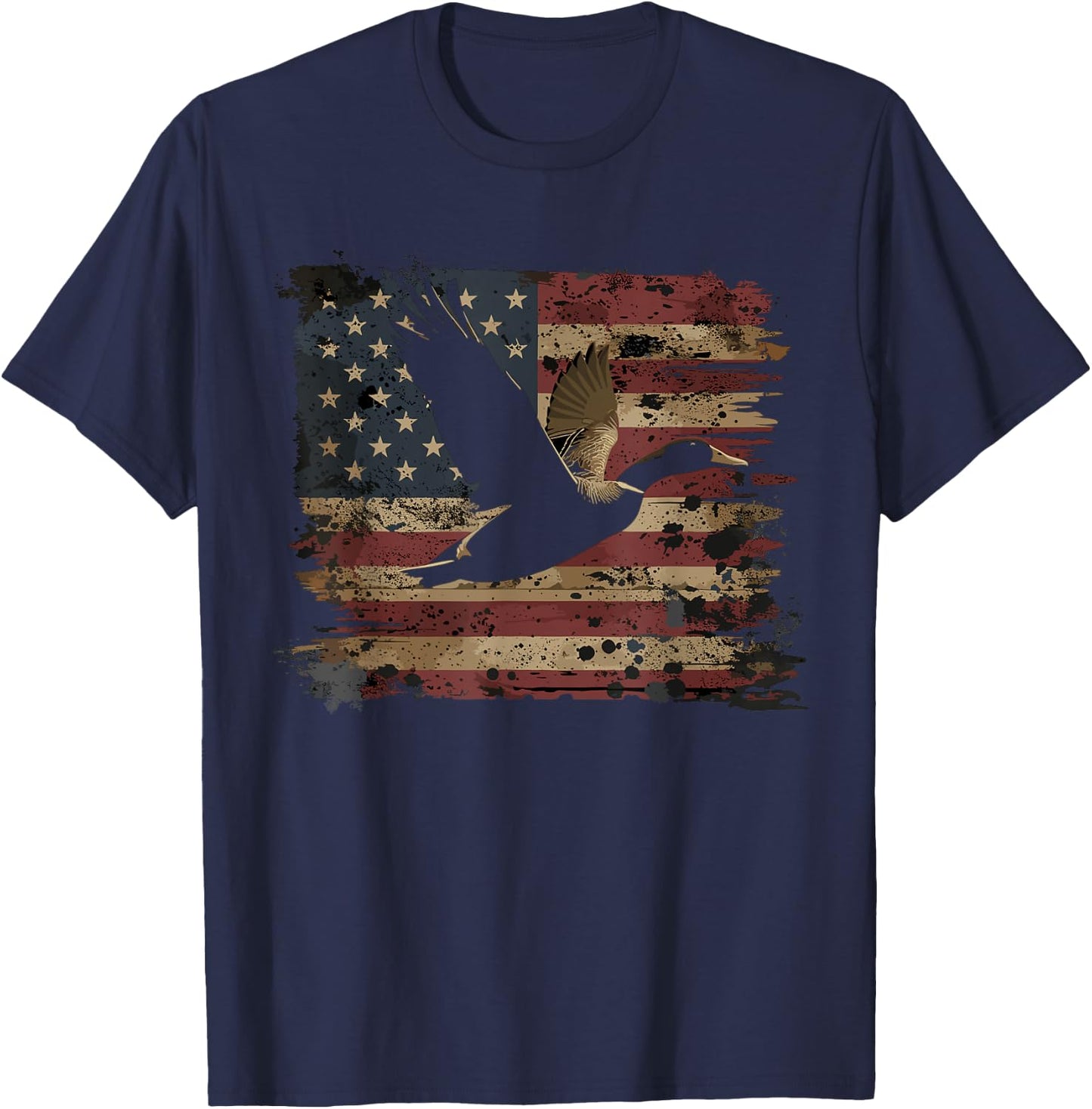 Duck Hunting 4th Of July USA American Flag T-Shirt - T-Shirt | Navy