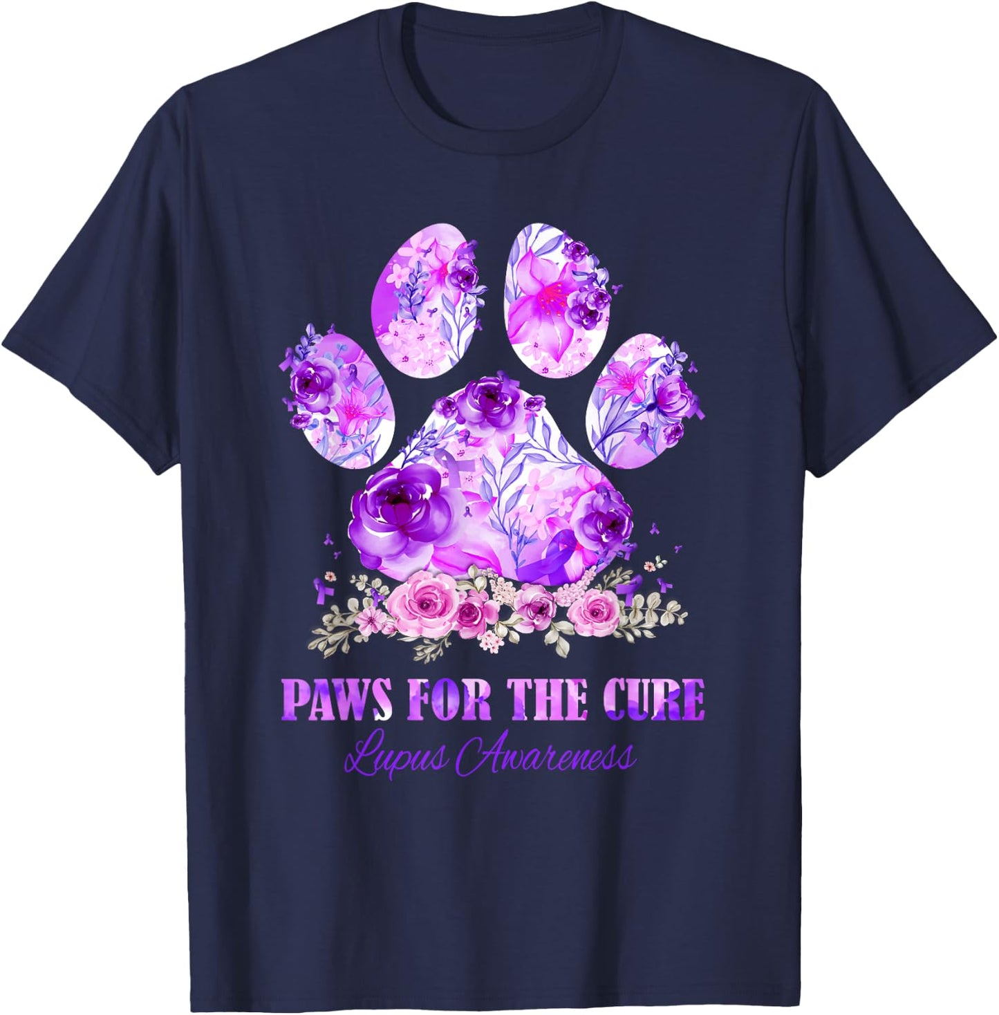 Dog Print Paws For The Cure Lupus Awareness Month Women T-Shirt - T-Shirt | Navy