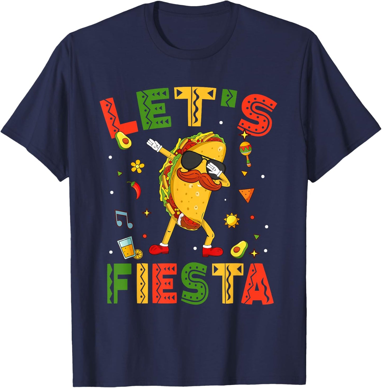 Let's Fiesta Tacos Dabbing Cinco De Mayo Mexican Dab Boy Kid T-Shirt - T-Shirt | Navy