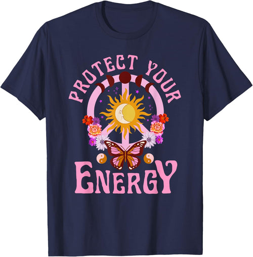 Protect Your Energy Graphic Top peace moon celestial hippie