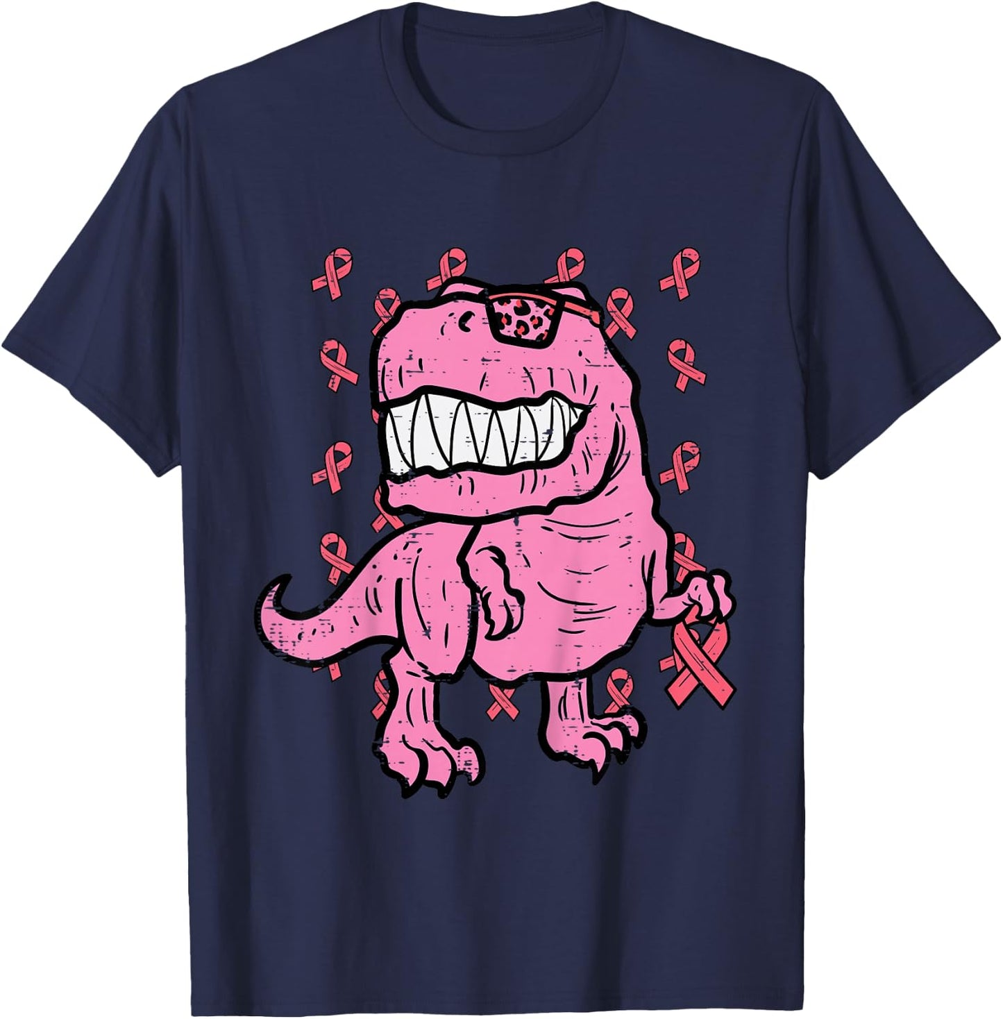 Breast Cancer Awareness Dino Trex Boys Kids Toddler Youth T-Shirt - T-Shirt | Navy