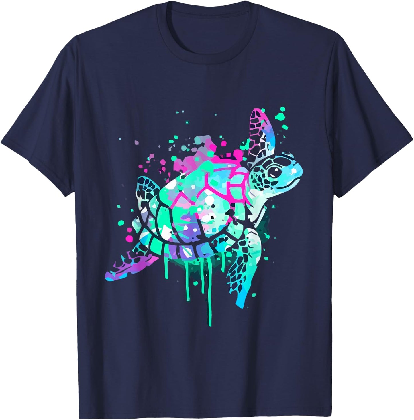 Turtle Watercolor Sea Ocean Wildlife animal T-Shirt - T-Shirt | Navy