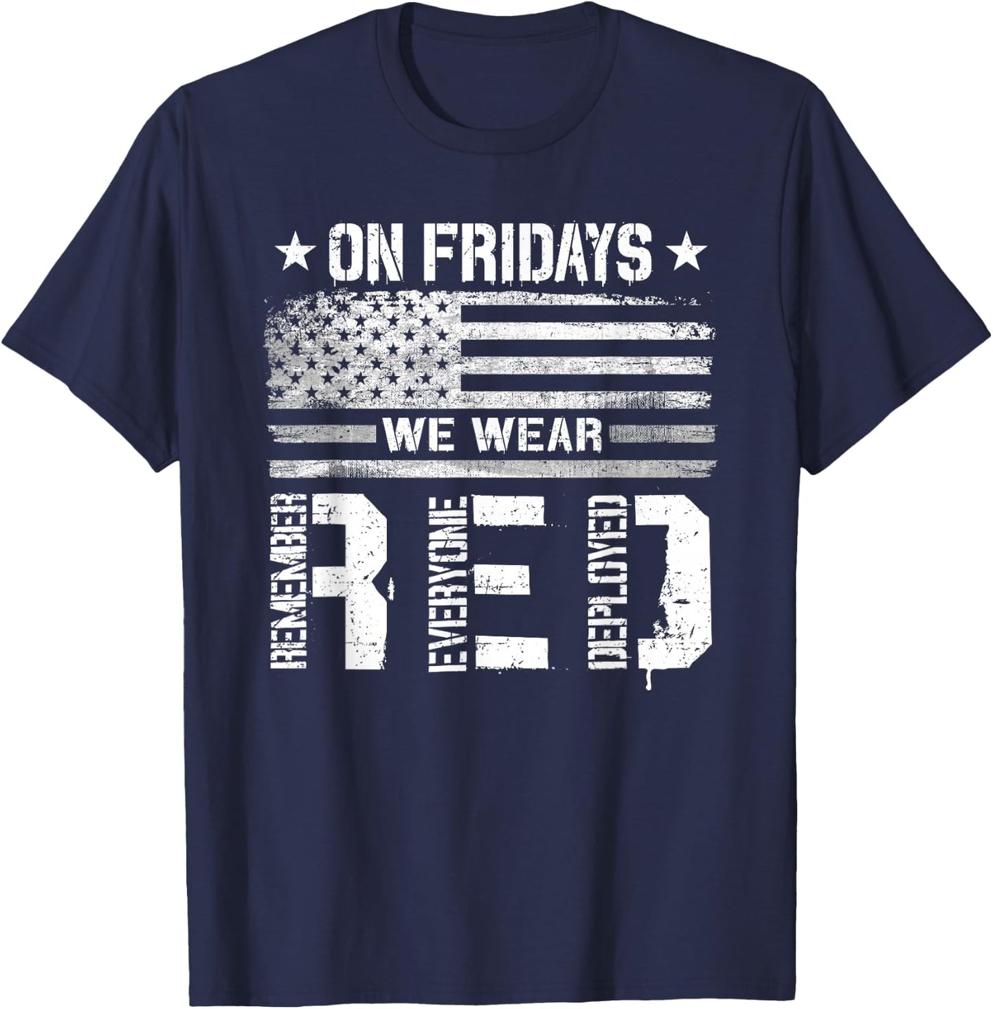 On Friday We Wear Red American Flag Military Supportive T-Shirt - T-Shirt | Navy