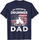 My Favorite Drummer Calls Me Dad USA Flag Drummer Dad Gift Women Men T-Shirt - T-Shirt | Navy