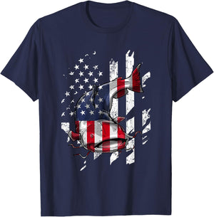 Catfishing American Flag - Catfish Angler Fisherman T-Shirt - T-Shirt | Navy