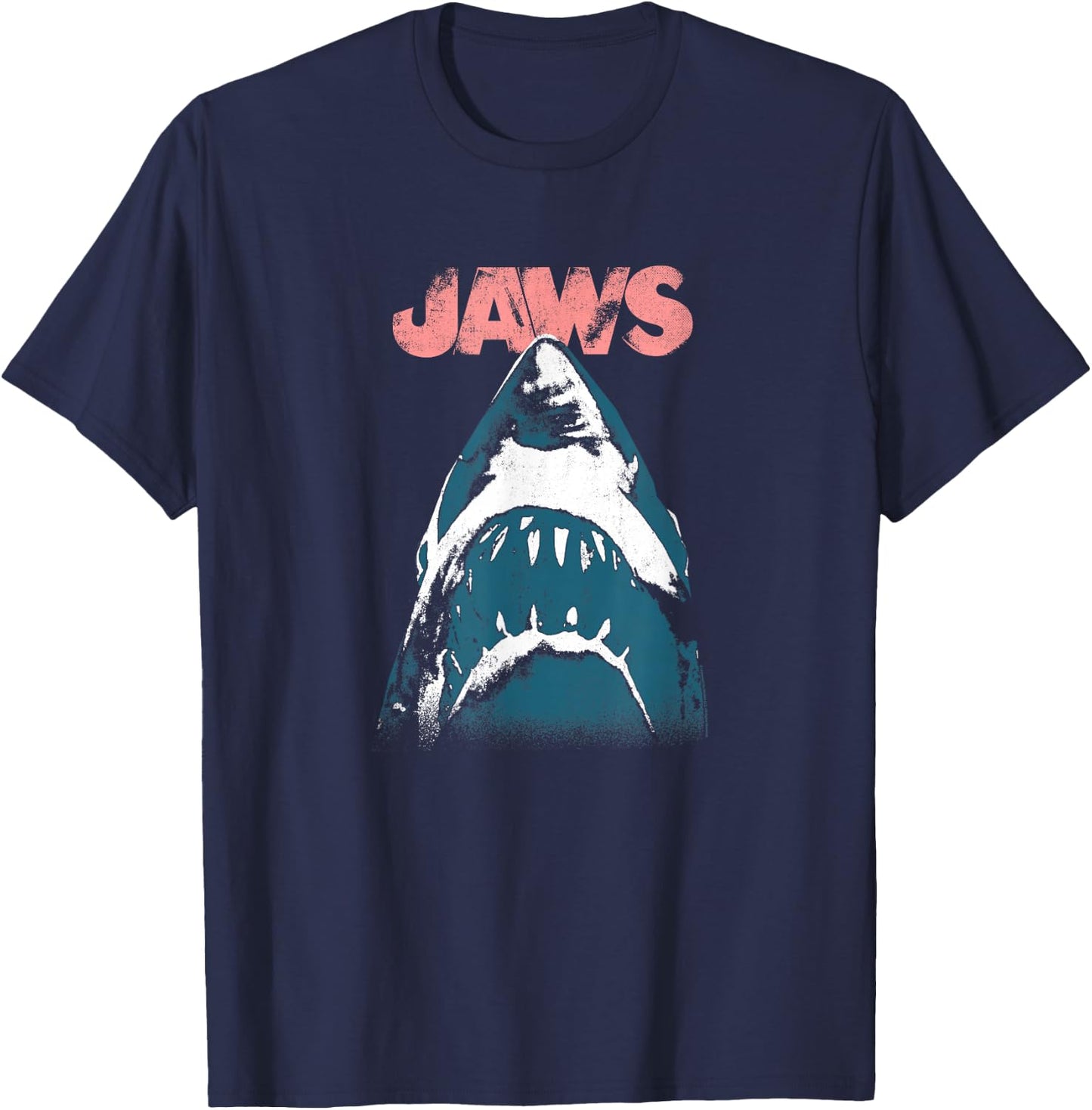 Jaws Distressed Poster Art T-Shirt - T-Shirt | Navy