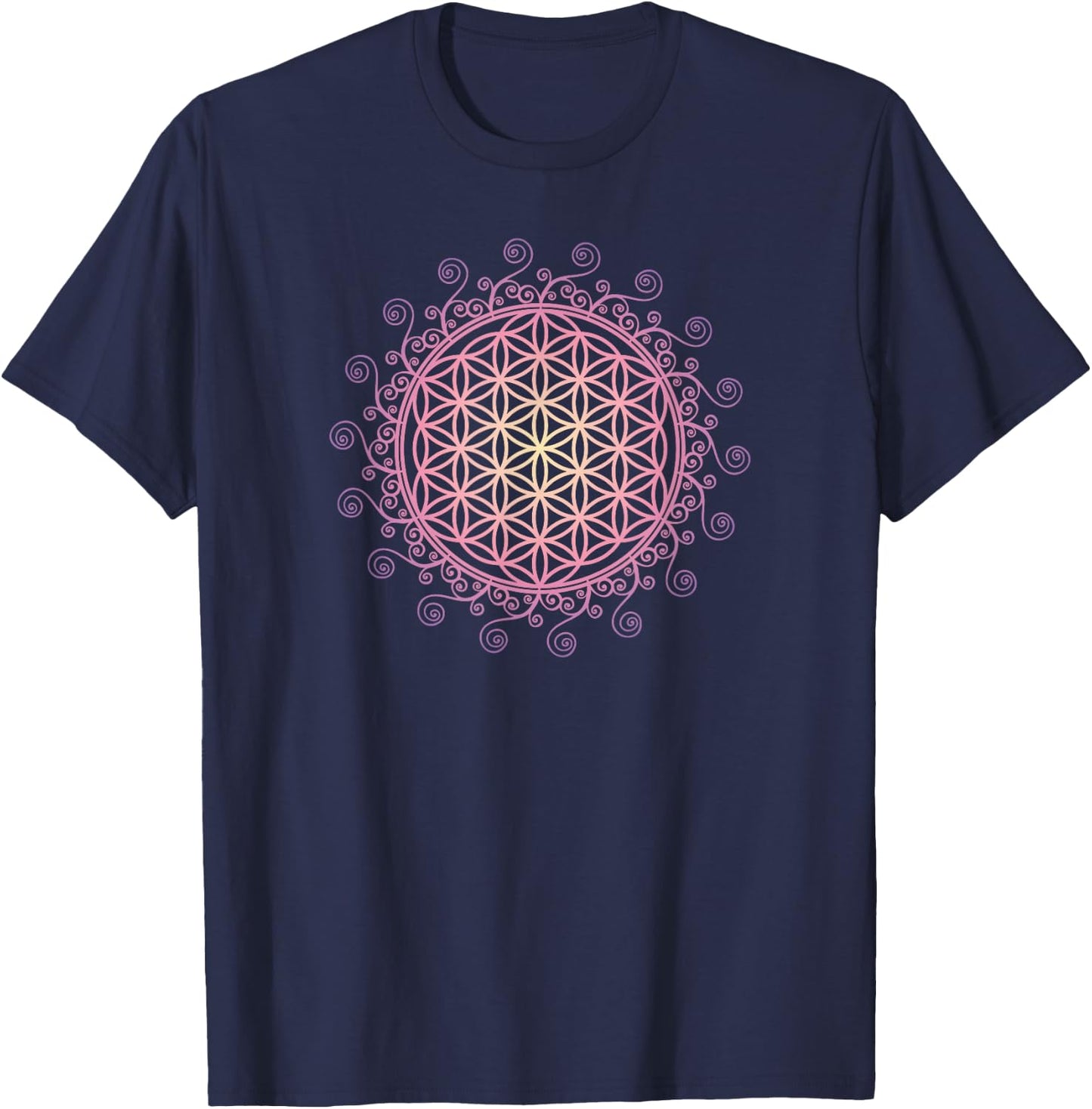 Flower of life, Sacred Geometrie, Yoga, Health, Protection T-Shirt - T-Shirt | Navy