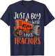 Just A Boy Who Loves Tractors Cute Funny Tractor Farming T-Shirt - T-Shirt | Navy