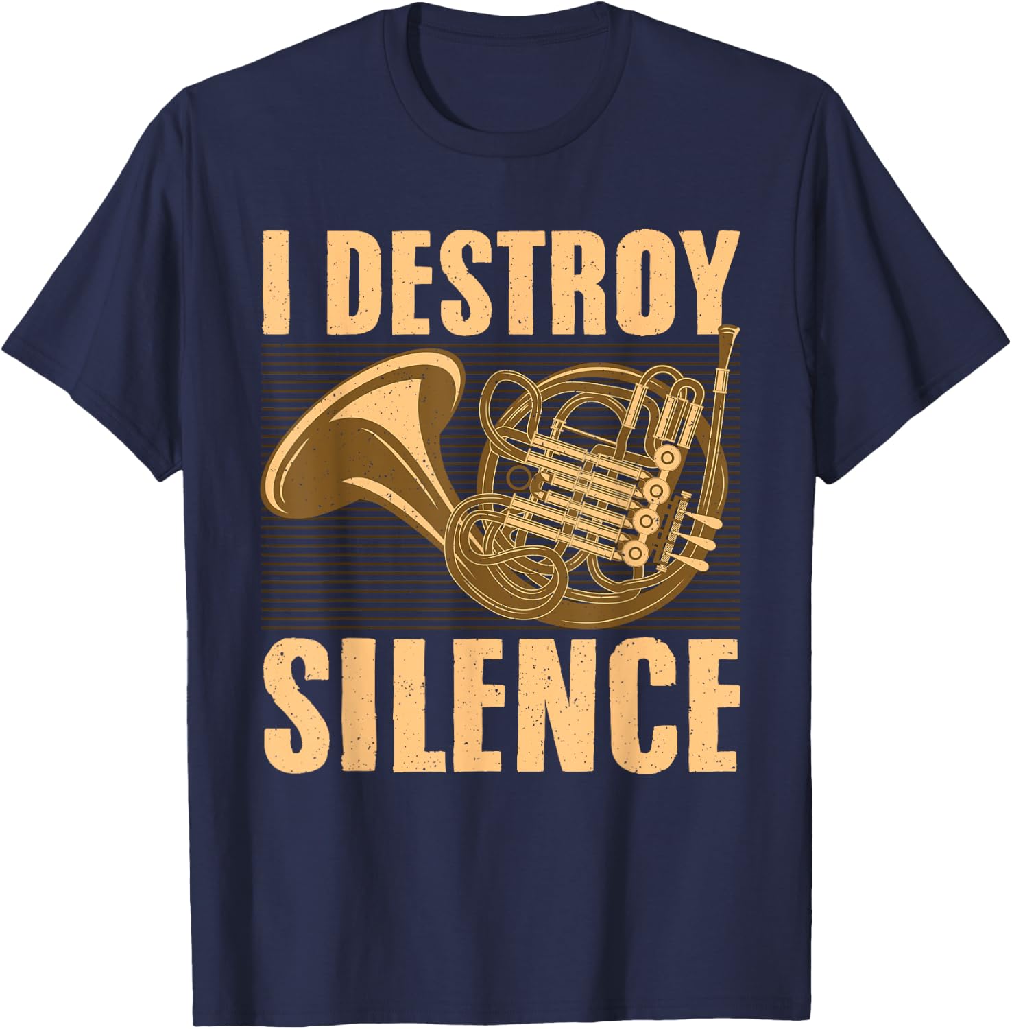 Cool French Horn Art Women Jazz French Horn Lovers T-Shirt - T-Shirt | Navy