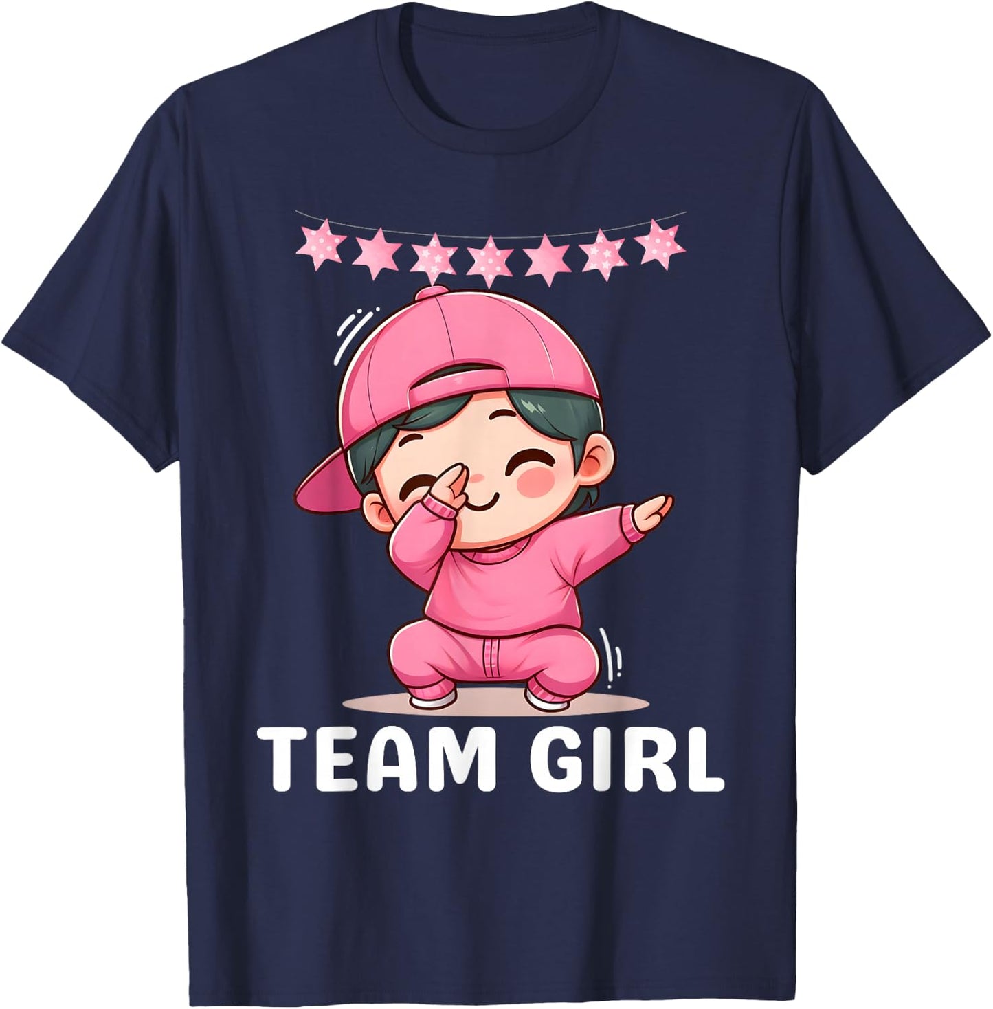 Gender Reveal Party Team Girl Dabbing Cute Baby Pink Teams T-Shirt - T-Shirt | Navy