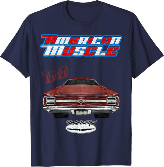 Hoola Hotrod 1968 Torino Hot Rod Muscle Car Pony Car - Men's Black Short Sleeve Classic Fit - Small T-Shirt - T-Shirt | Navy