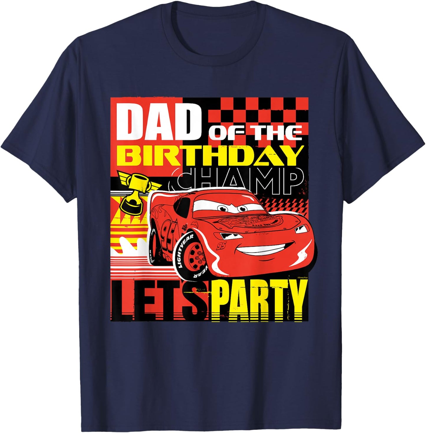 Disney and Pixar’s Cars Dad of the Birthday Champ Party T-Shirt - T-Shirt | Navy