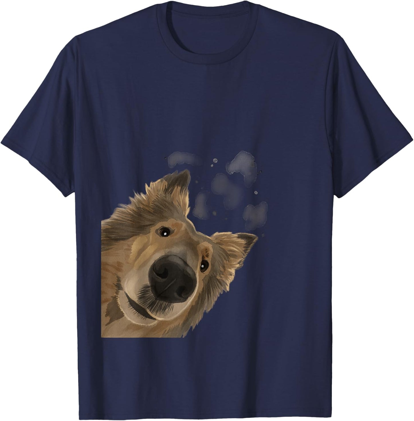 Rough Collie Gifts Funny Curious Dog , Men's Adults, Black, Short Sleeve, Classic Fit, Cotton Polyester, Novelty T-Shirt - T-Shirt | Navy