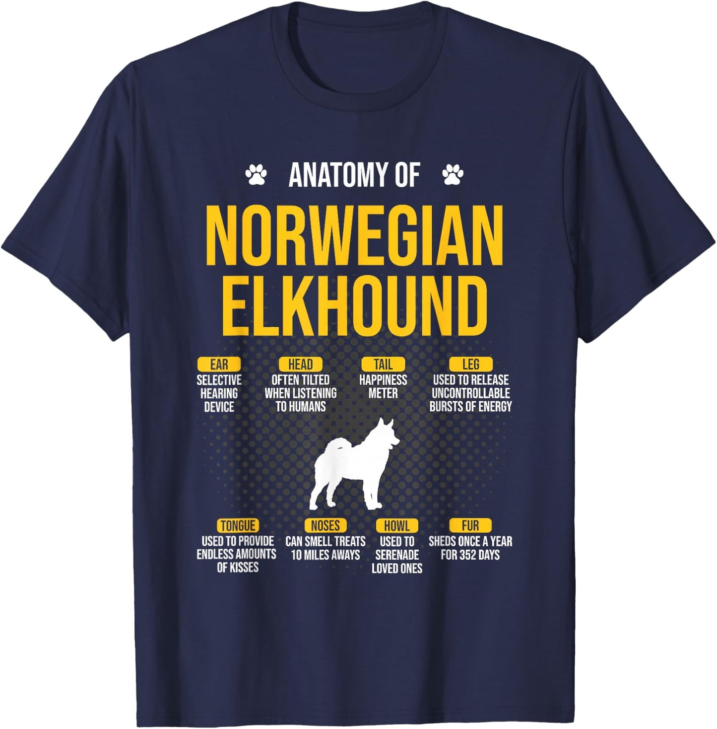 Anatomy Of Norwegian Elkhound Dog Lover Women T-Shirt - T-Shirt | Navy