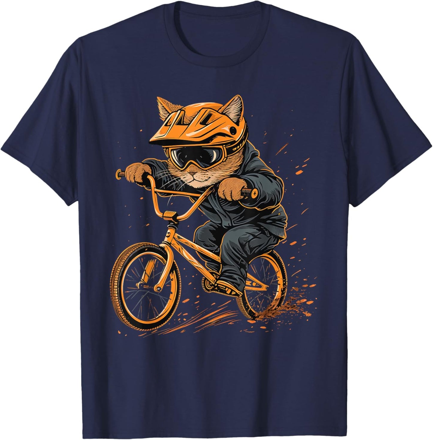 BMX racer Cat on Cycling BMX Racing Women Kids T-Shirt - T-Shirt | Navy