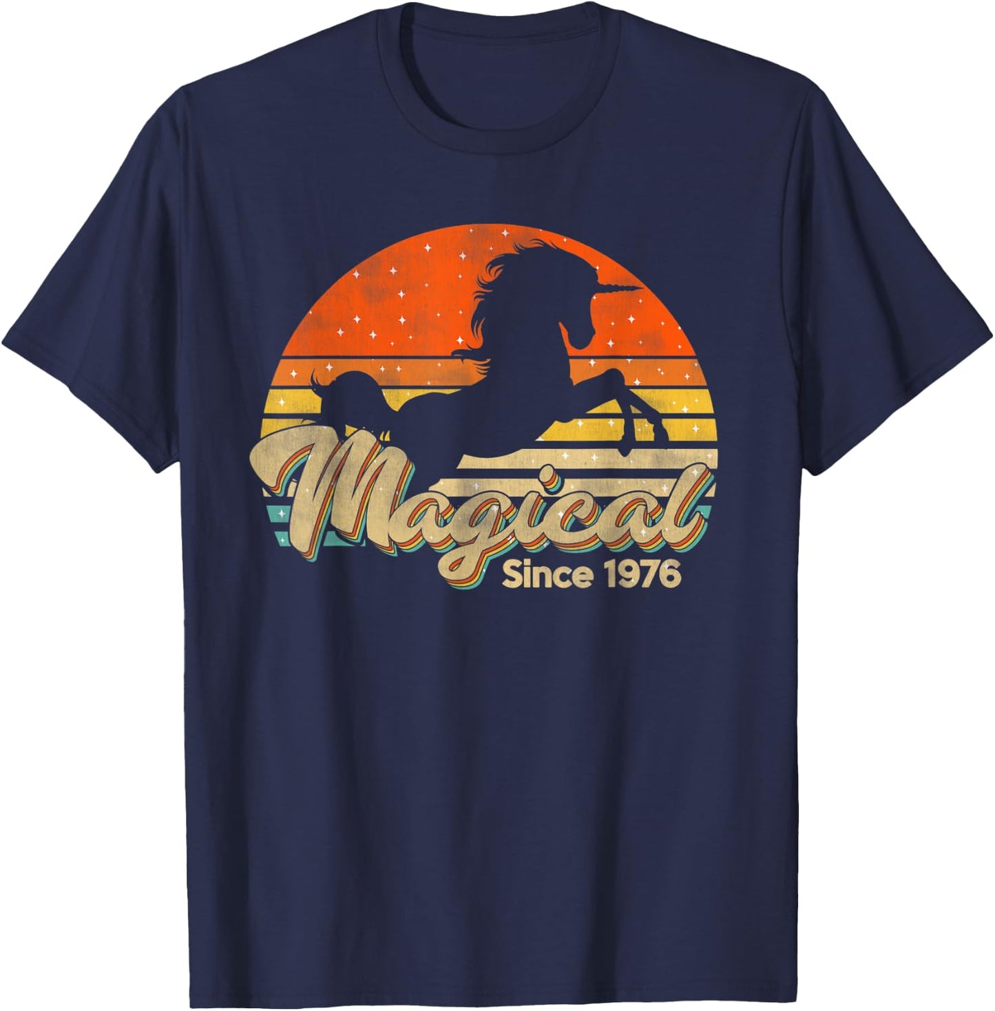 Vintage 44 Birthday Gift Magical Since 1976 Bday Party T-Shirt - T-Shirt | Navy