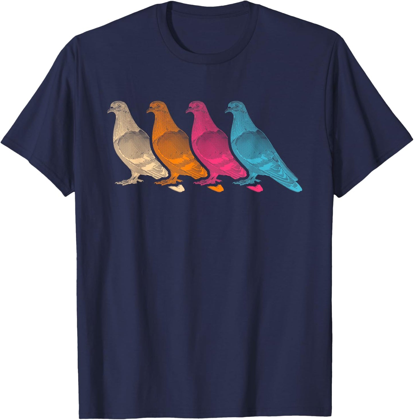Colorful Pigeon T-Shirt - T-Shirt | Navy