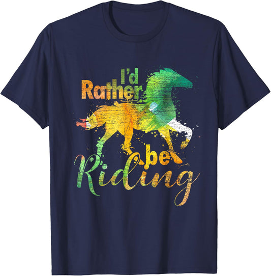 Id Rather Be Riding Funny Equestrian Animal Riding Horse T-Shirt - T-Shirt | Navy