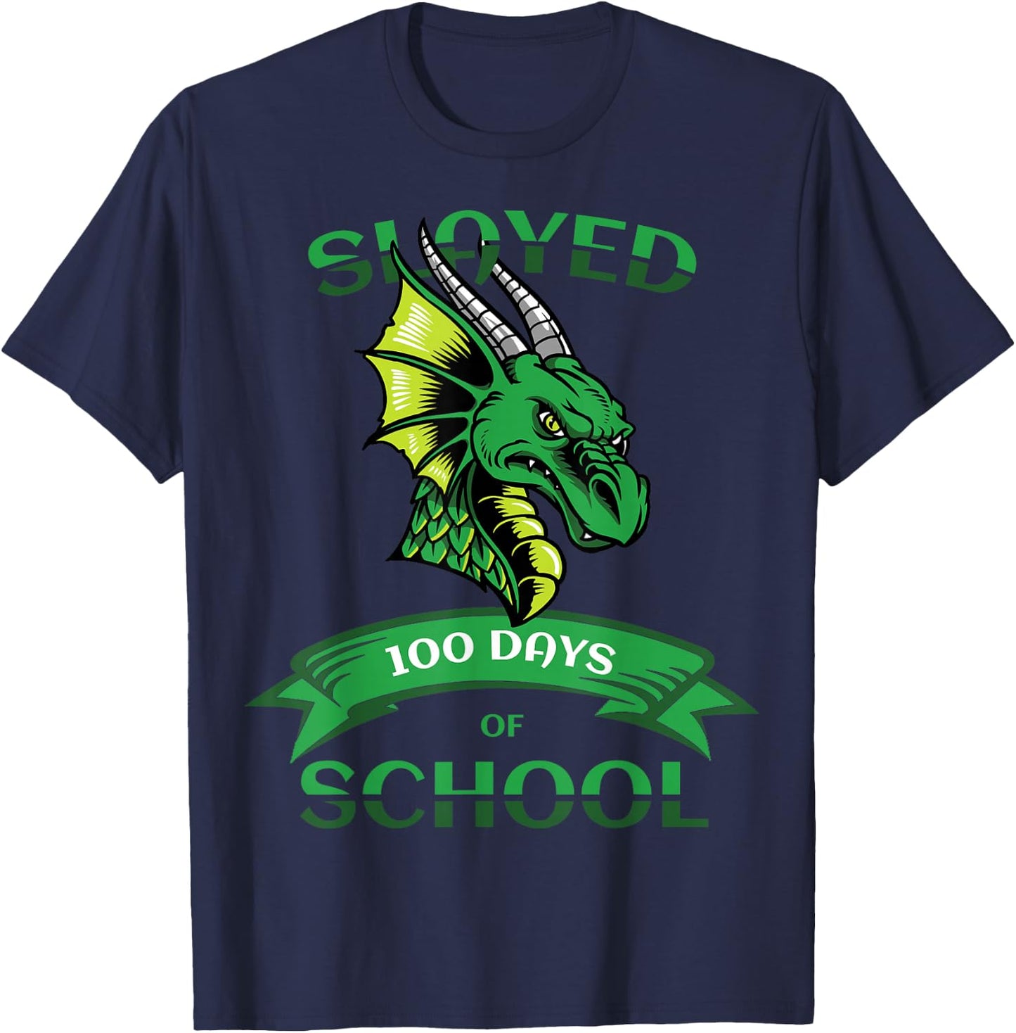 100 Days of School Shirt for Boys Dragon T-Shirt - T-Shirt | Navy