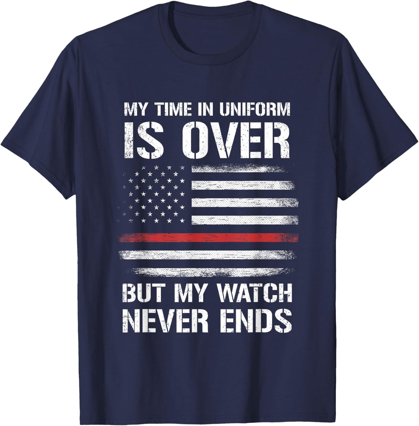 Retired Firefighter Gifts Shirt Thin Red Line T-Shirt - T-Shirt | Navy