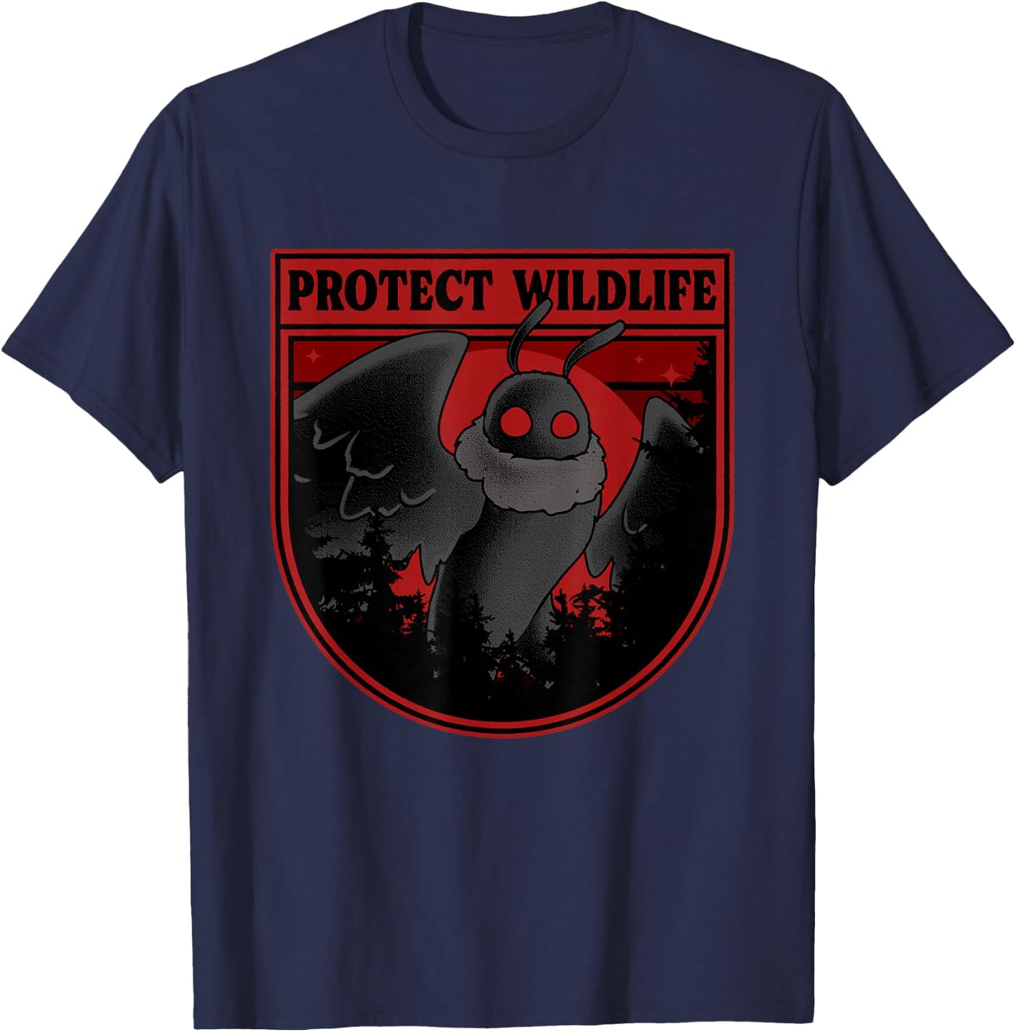 Cryptid Mothman Shirt Protect the Wildlife Cryptozoology T-Shirt - T-Shirt | Navy