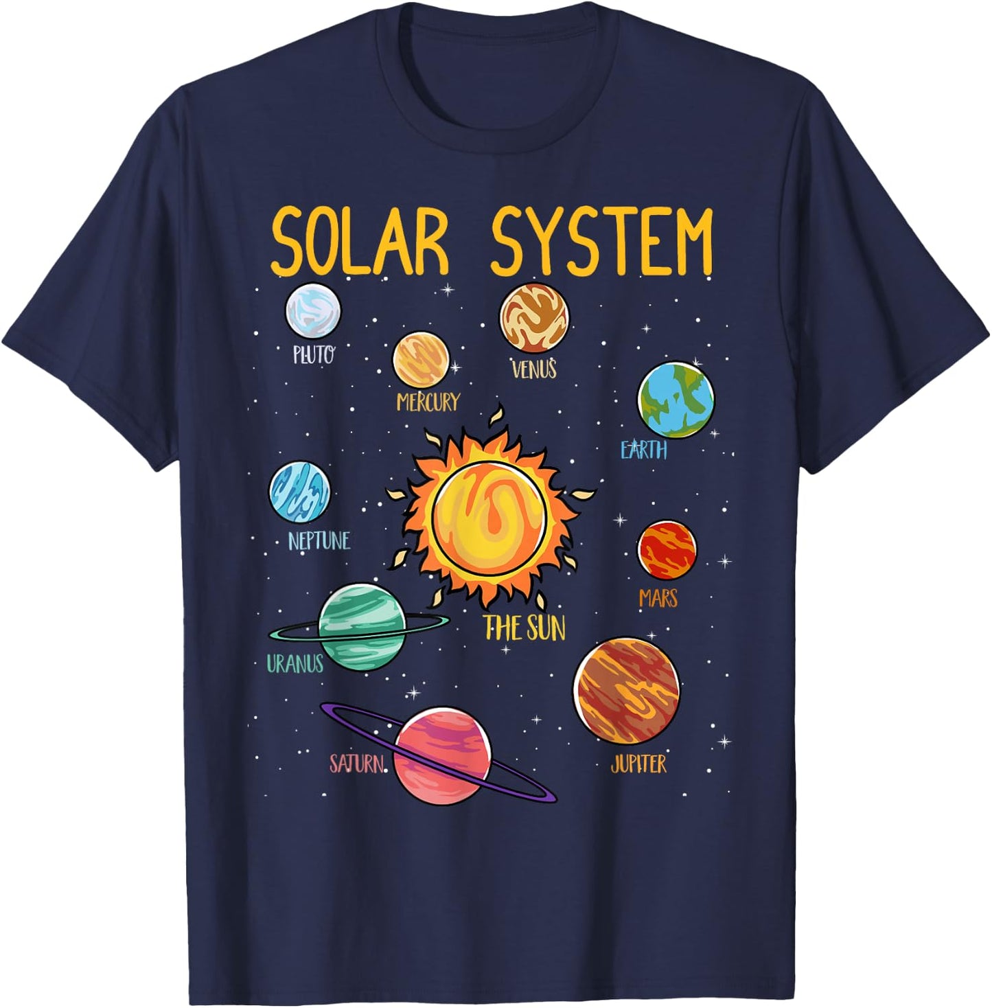 Solar System Planets Science Space Boys Girls STEM Kids T-Shirt - T-Shirt | Navy