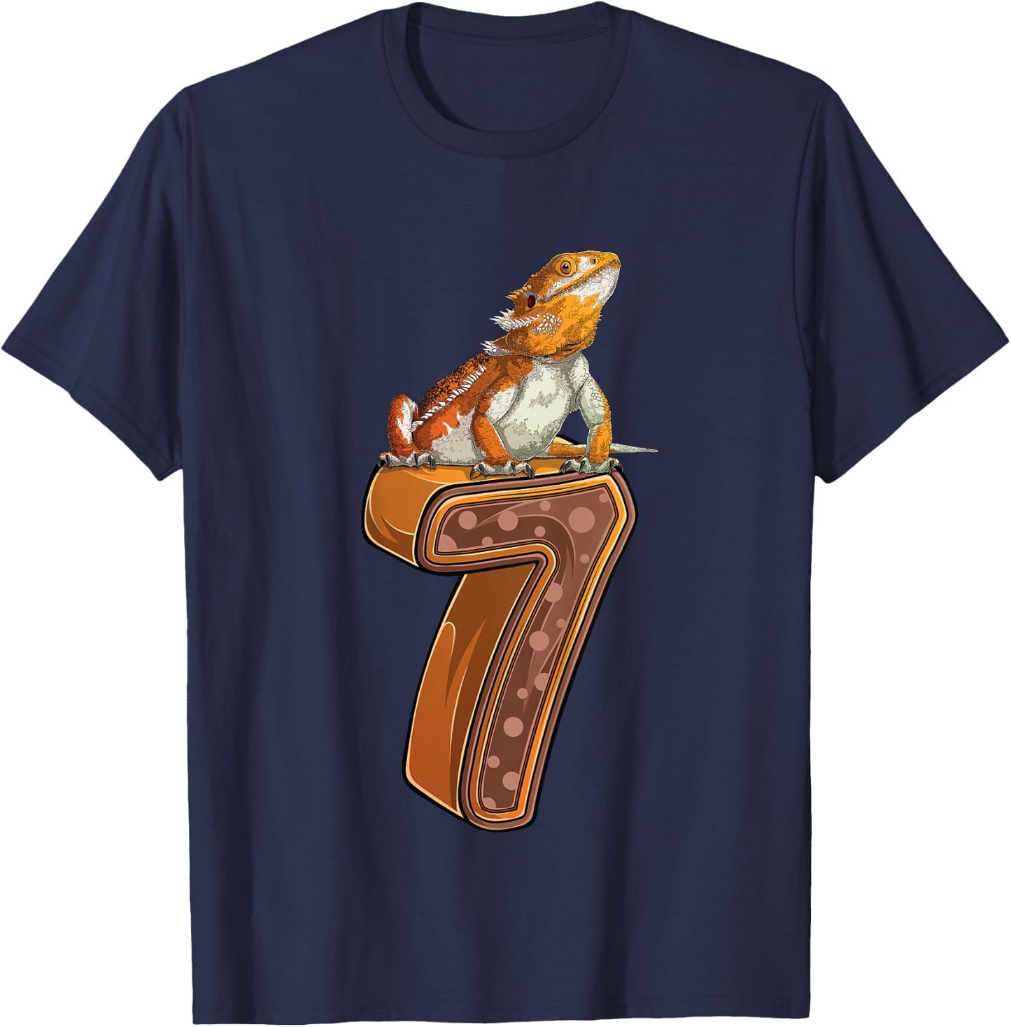 7 Year Old Bearded dragon Reptile 7th Birthday Party B-day T-Shirt - T-Shirt | Navy