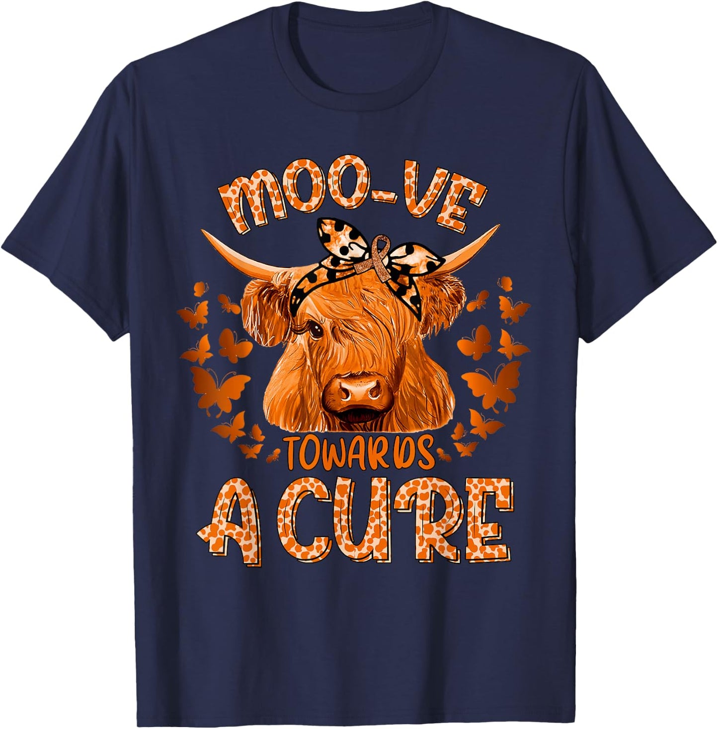 Funny Cow Moo Kidney Cancer Towards a Cure T-Shirt - T-Shirt | Navy