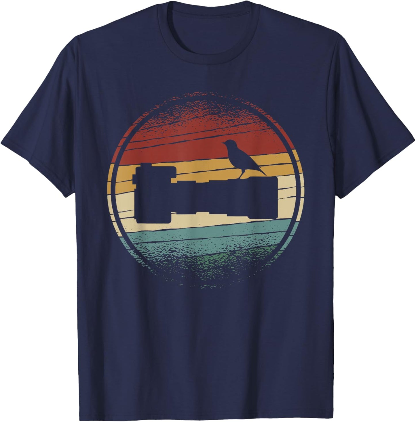 Nature Photography | Long Lens | Bird on Camera Vintage T-Shirt - T-Shirt | Navy