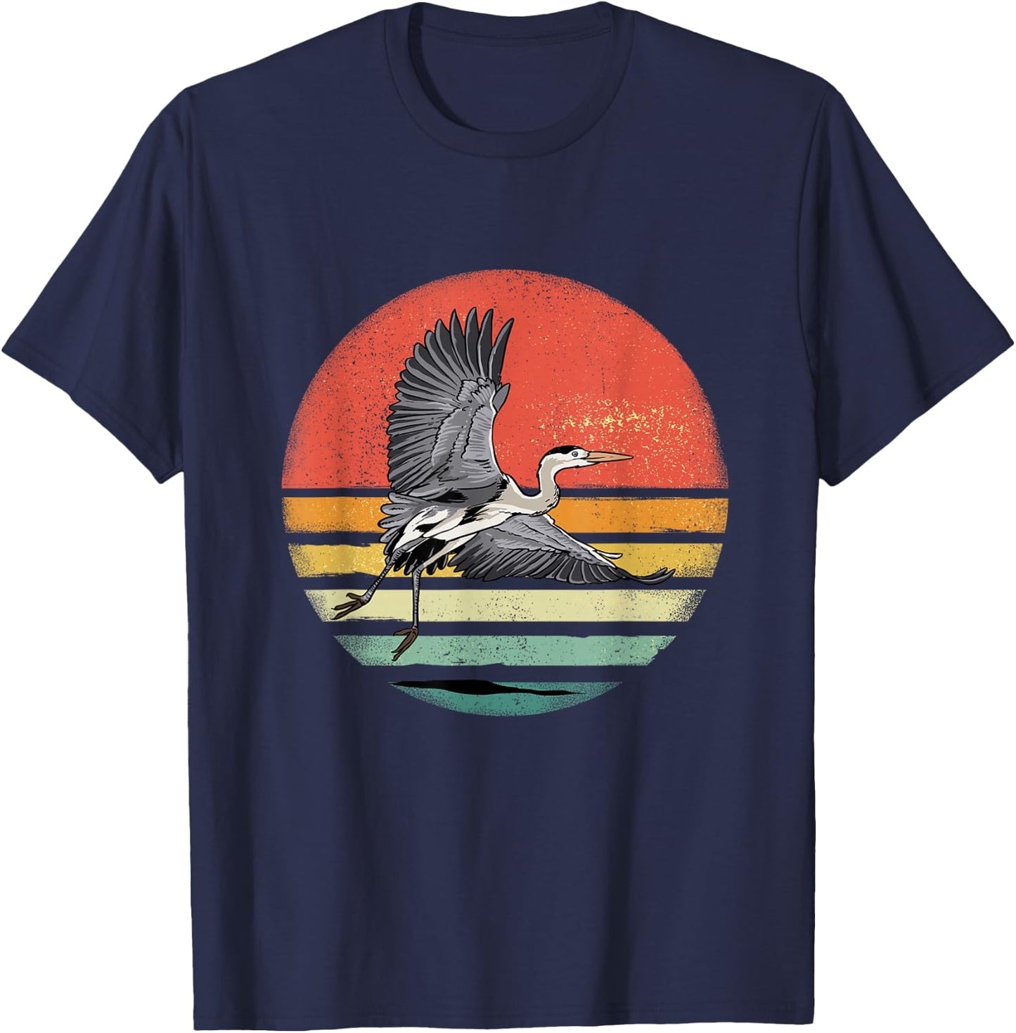 Retro Vintage Heron Lover Nature Heron Bird Watcher T-Shirt - T-Shirt | Navy