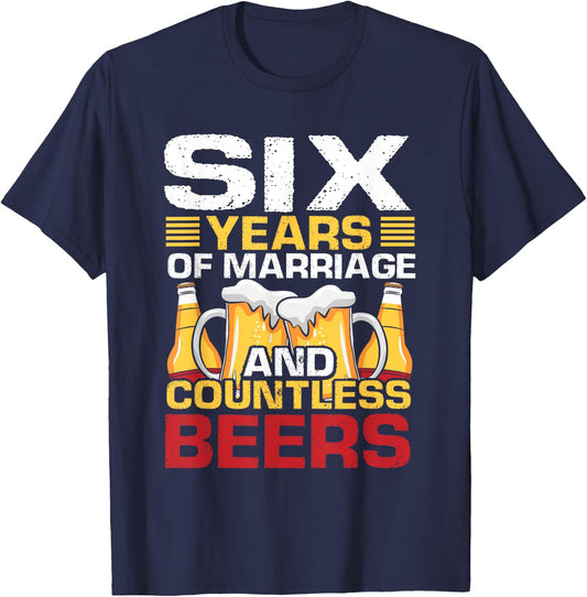 6th Wedding Anniversary Gifts Her Husband Couples T-Shirt - T-Shirt | Navy